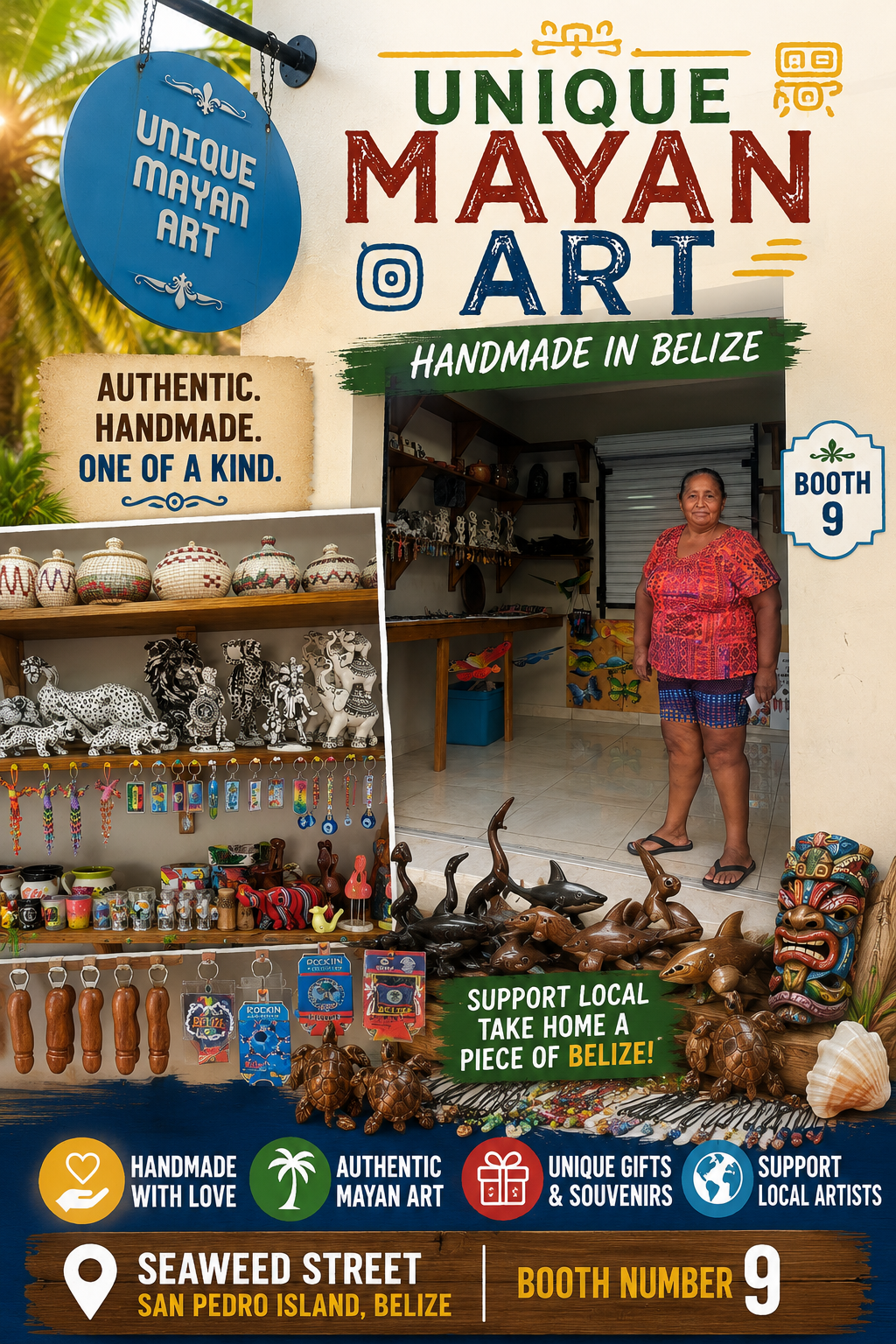 Authentic Mayan art and handmade crafts in San Pedro, Belize